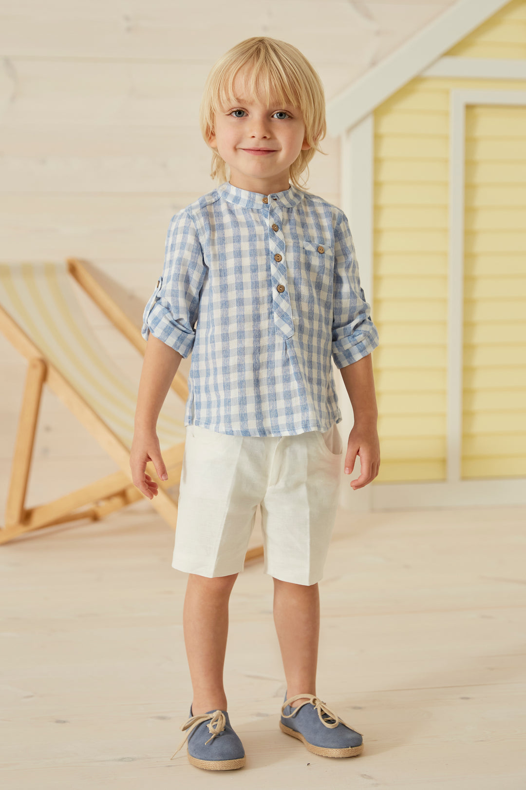 Martín Aranda "Oberon" French Blue Gingham Shirt &amp; Shorts | Millie and John