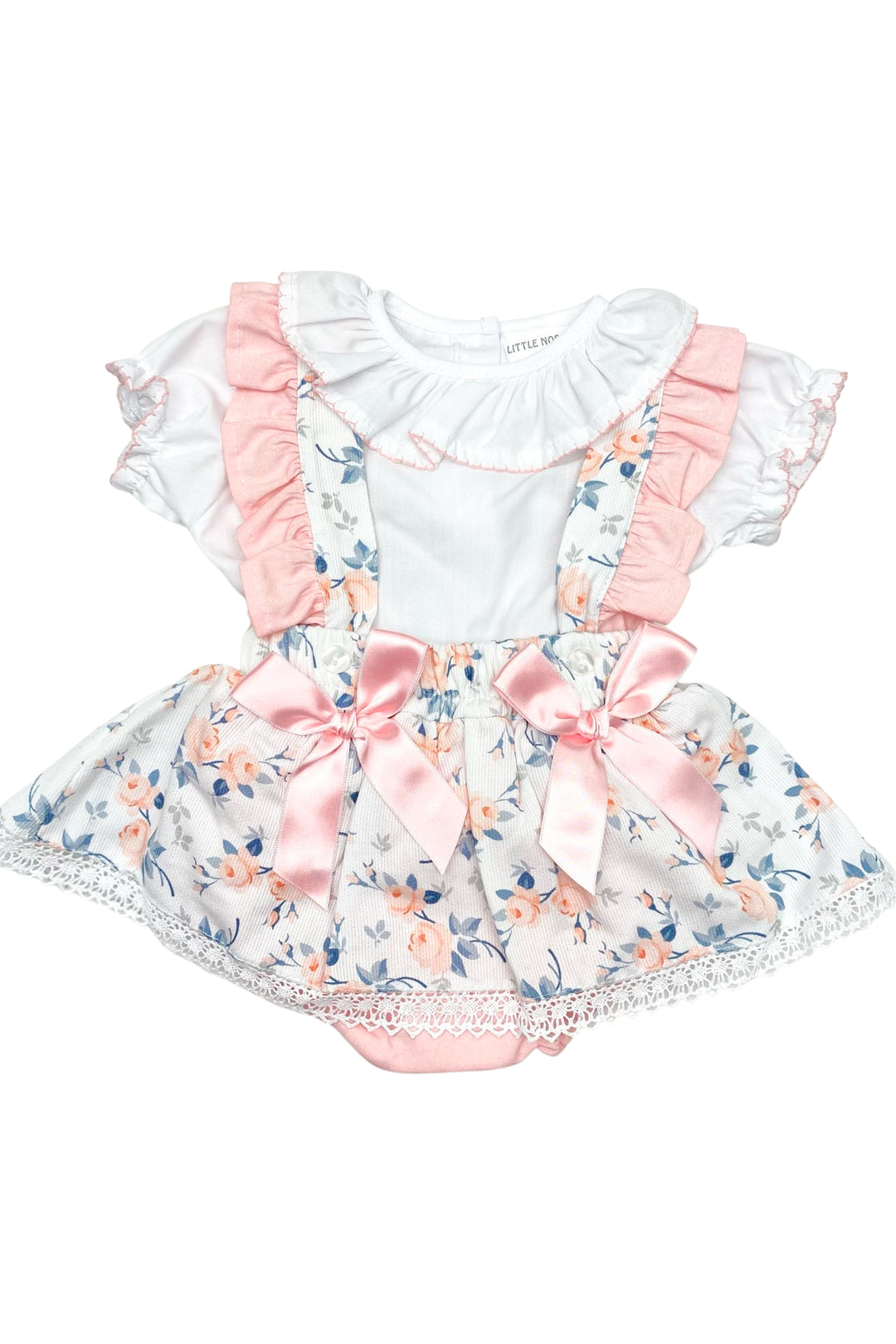 Little Nosh "Florence" Blouse & Peach Floral Bloomer Skirt | Millie and John