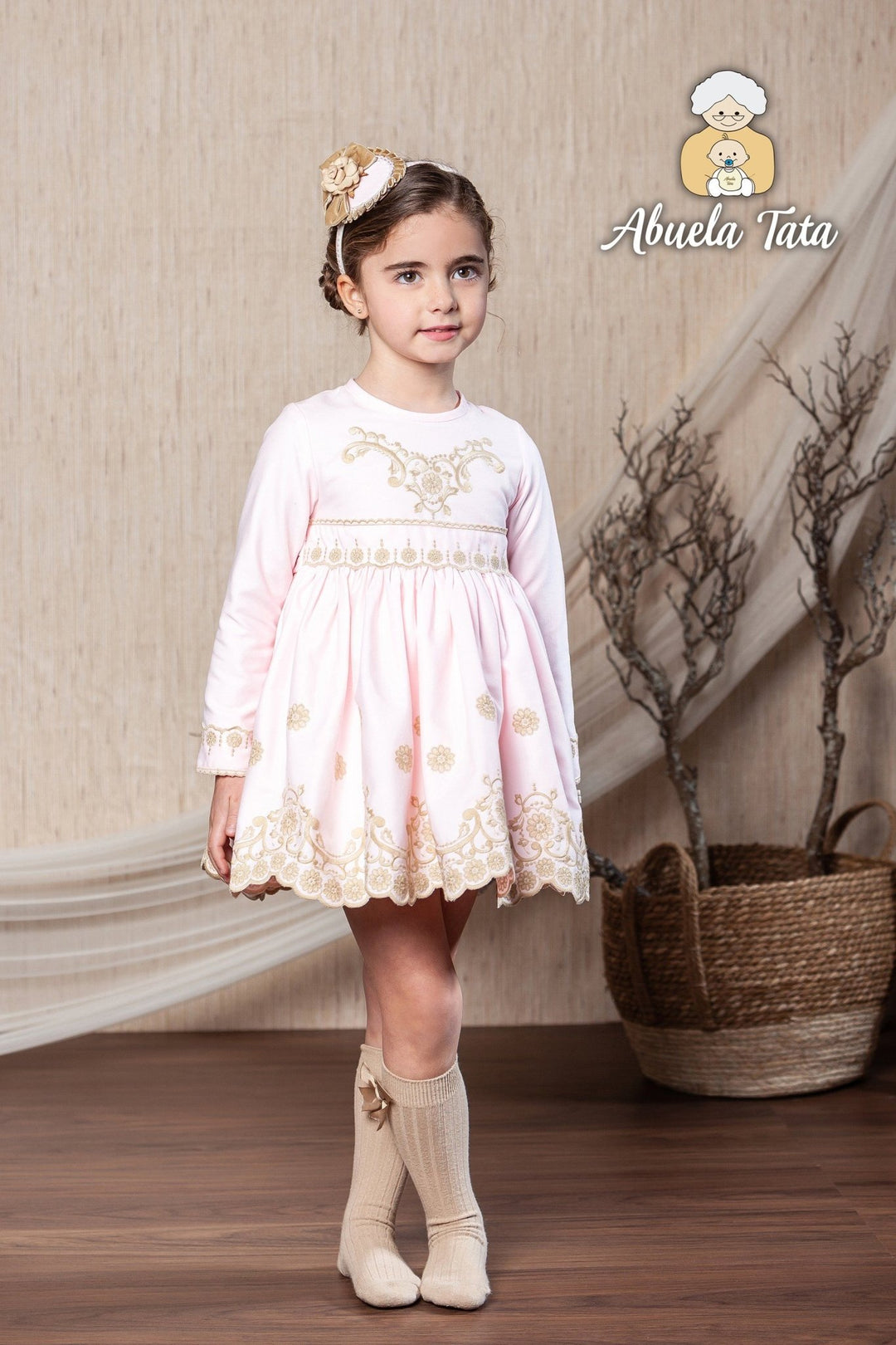 Abuela Tata "Catalina" Pink & Beige Lace Dress - Millie and John