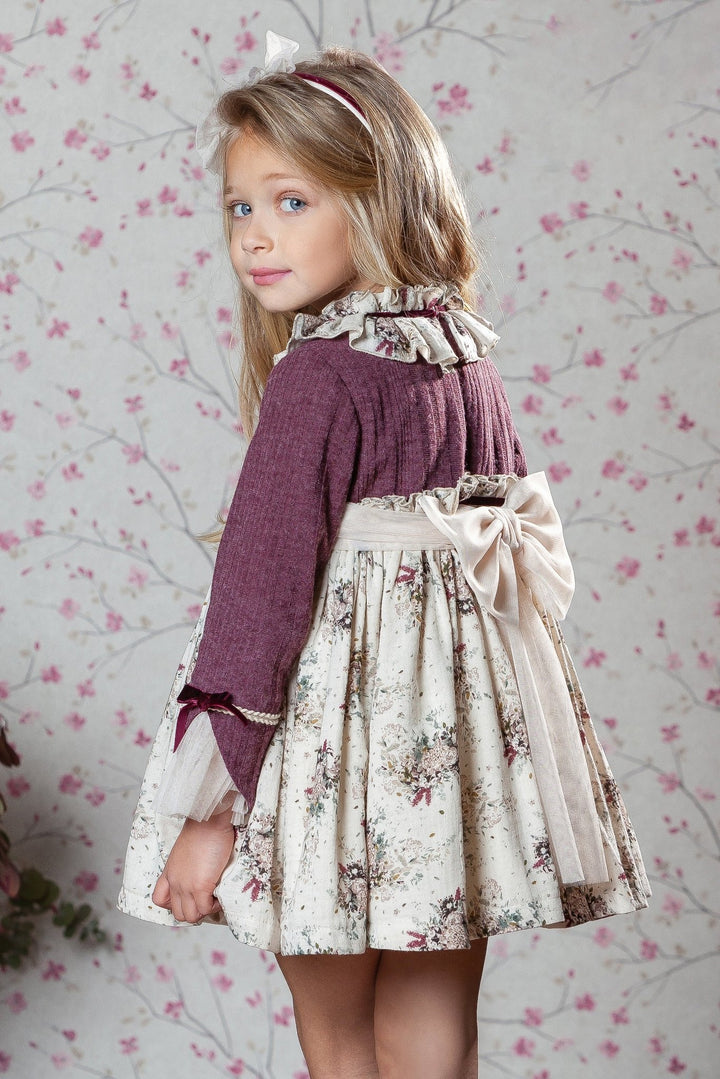 Abuela Tata "Elisabetta" Burgundy Floral Dress - Millie and John