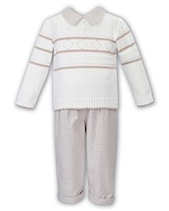 Sarah Louise "Atticus" Beige Houndstooth Trousers & Knitted Jumper | Millie and John