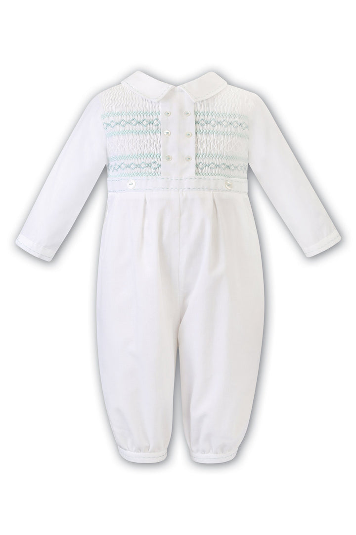 Sarah Louise "Atticus" Ivory & Mint Smocked Romper | Millie and John