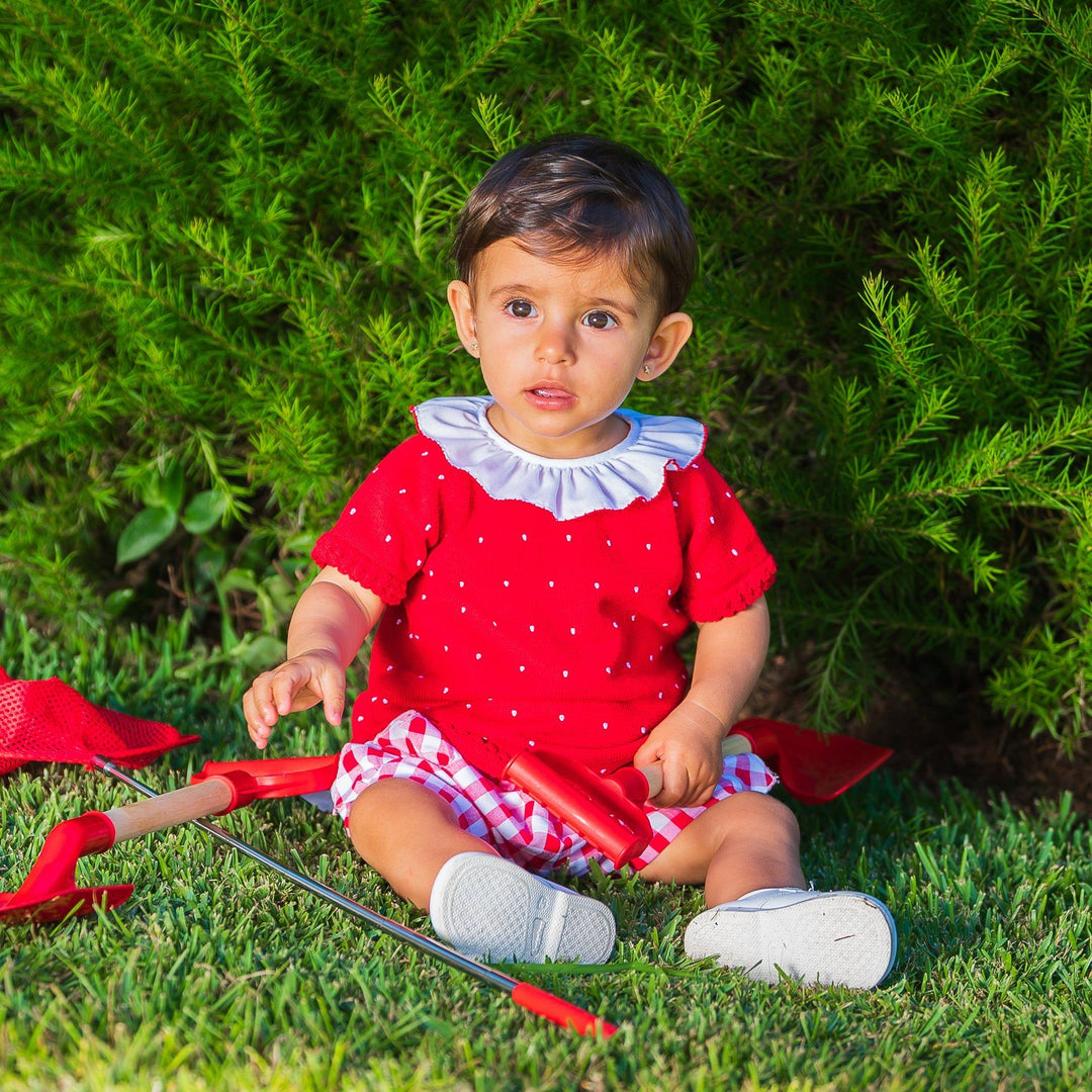 Granlei "Aubree" Red Knit Gingham Top & Shorts | Millie and John