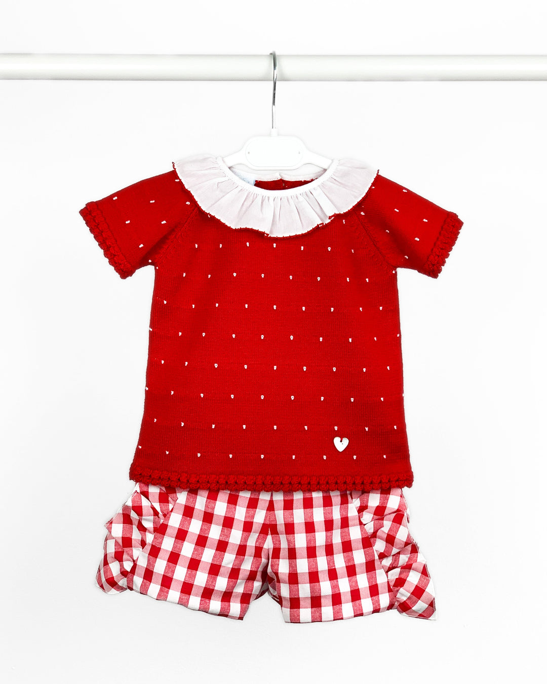 Granlei "Aubree" Red Knit Gingham Top & Shorts | Millie and John