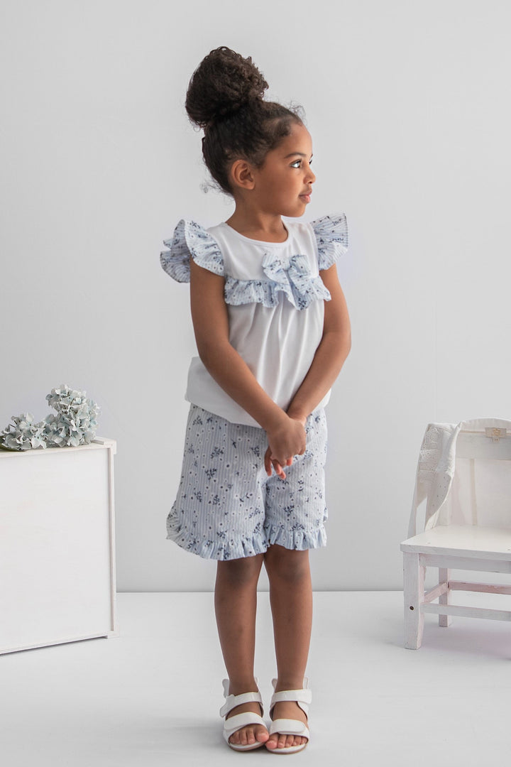 Caramelo Kids "Ava" Blue Floral Top & Shorts | Millie and John