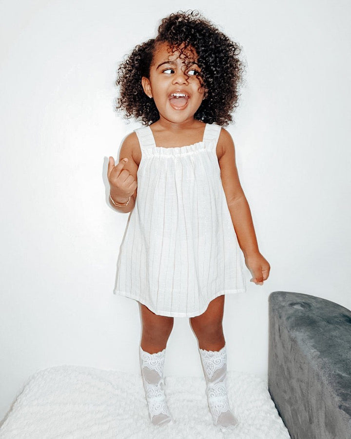 Babidu Ivory Sparkly Stripe Blouse & Bloomers - Millie and John