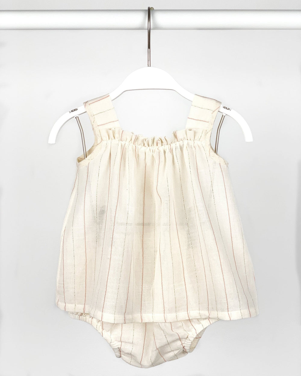 Babidu Ivory Sparkly Stripe Blouse & Bloomers - Millie and John