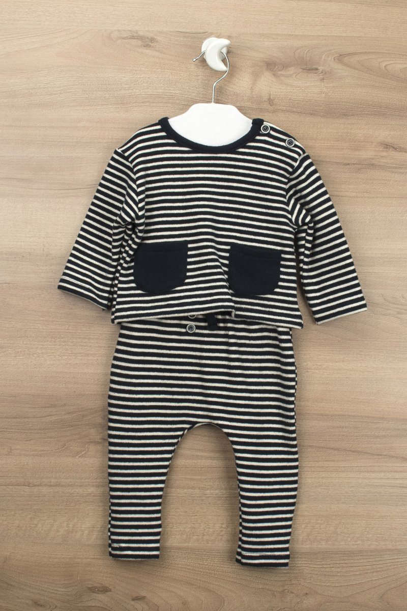 Babidu "Leonardo" Navy Striped Top & Trousers - Millie and John