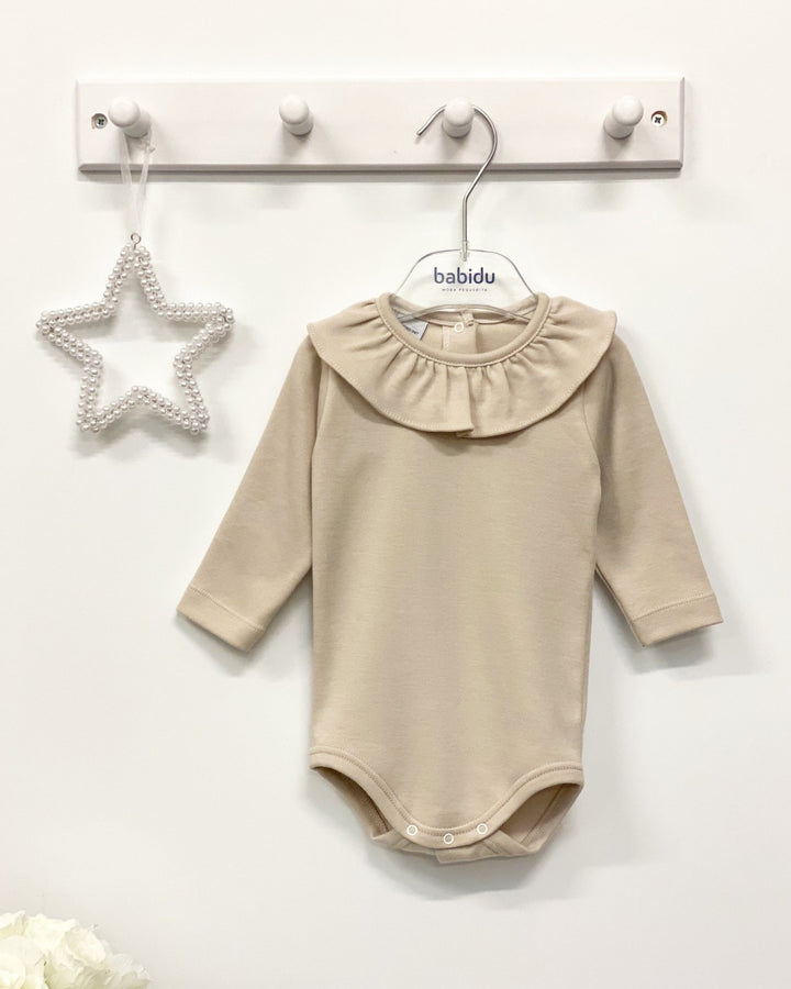 Babidu Long Sleeve Ruffle Collar Bodysuit - Millie and John