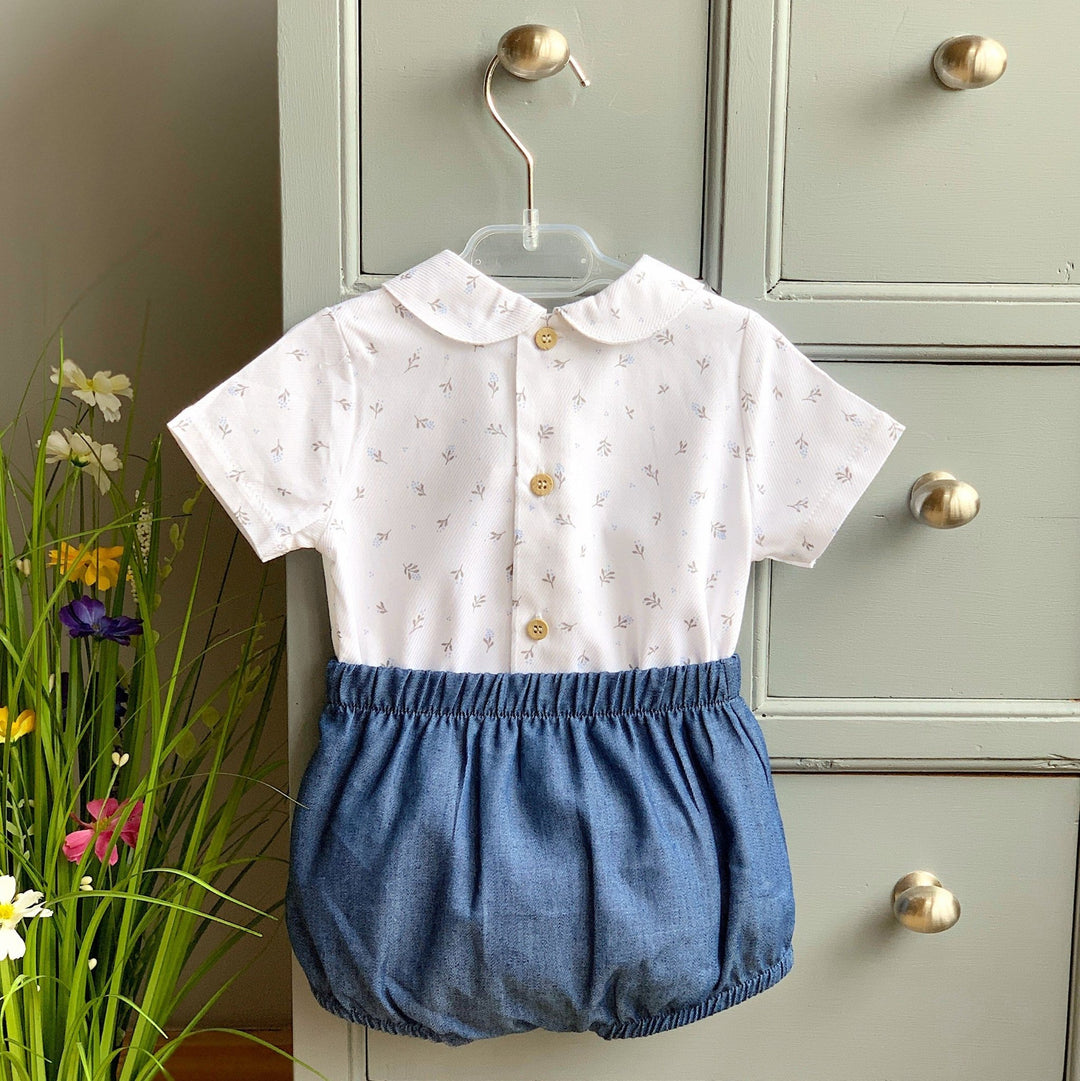 Babidu M&J EXCLUSIVE | Denim Blue Floral Shirt & Jam Pants - Millie and John