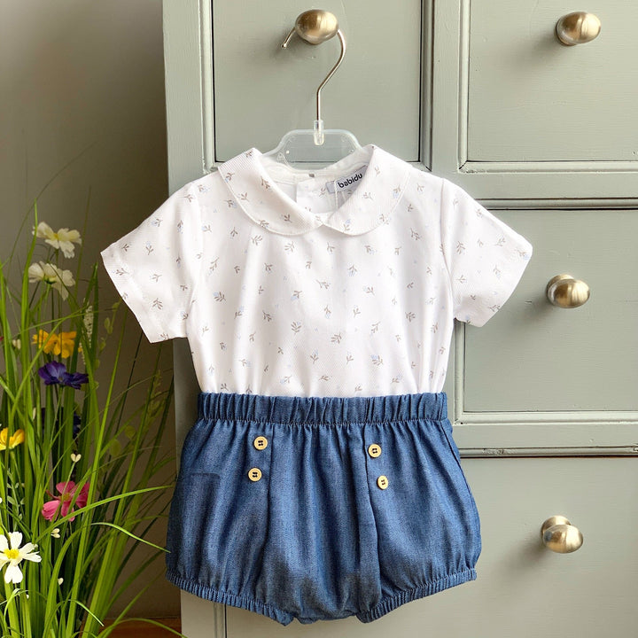 Babidu M&J EXCLUSIVE | Denim Blue Floral Shirt & Jam Pants - Millie and John