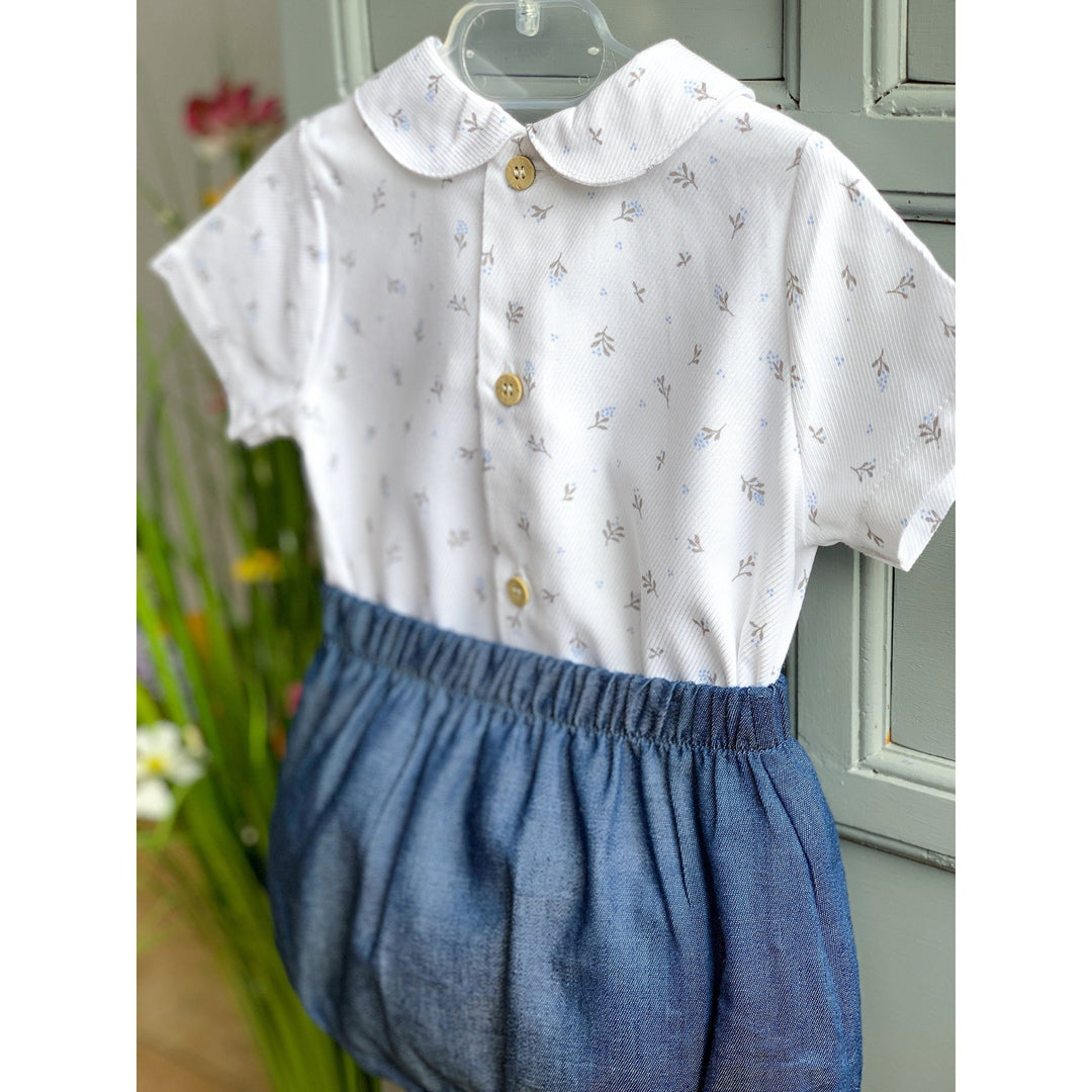 Babidu M&J EXCLUSIVE | Denim Blue Floral Shirt & Jam Pants - Millie and John