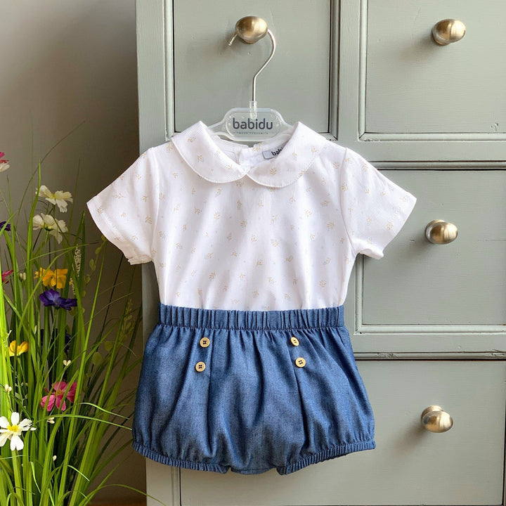 Babidu M&J EXCLUSIVE | Denim Blue Floral Shirt & Jam Pants - Millie and John