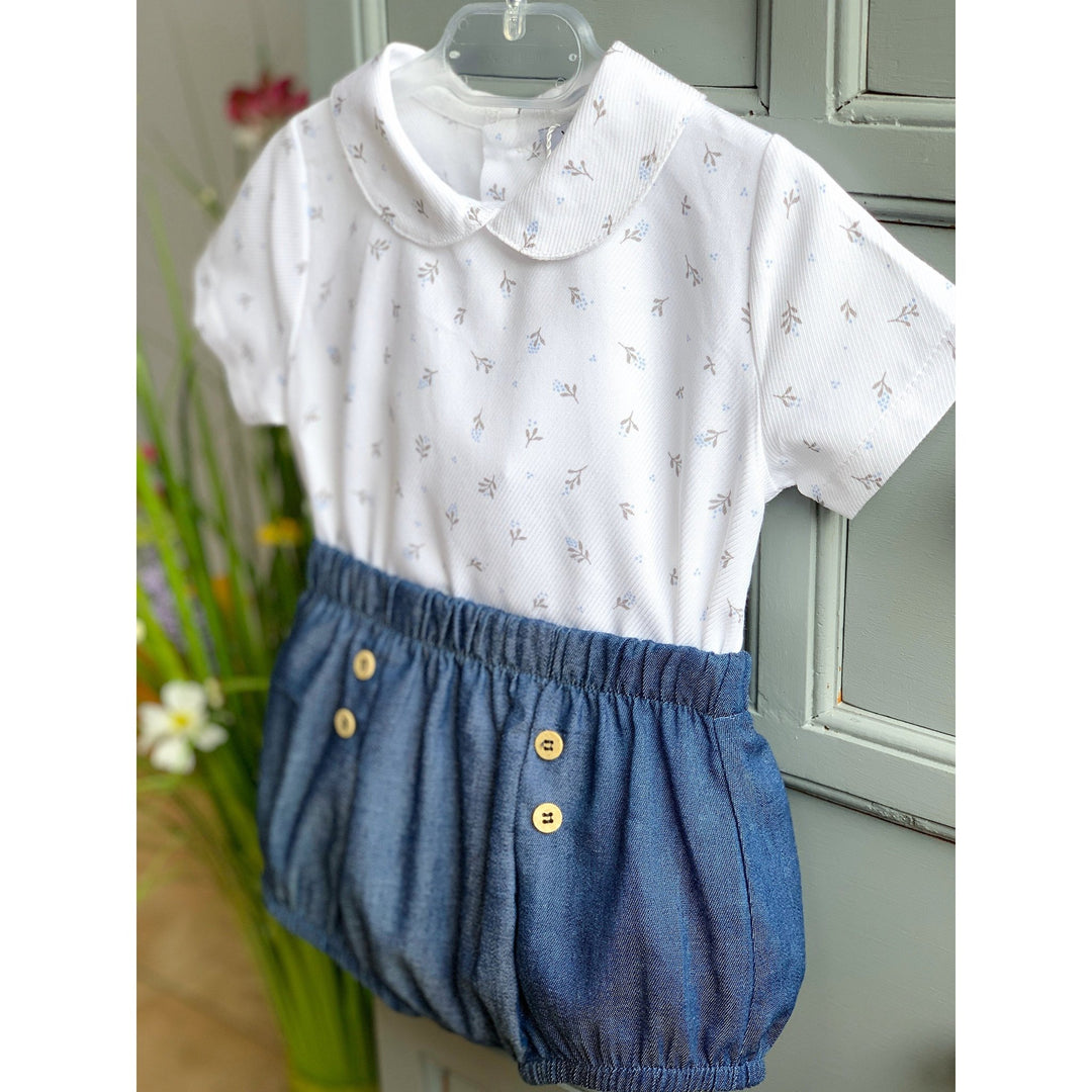 Babidu M&J EXCLUSIVE | Denim Blue Floral Shirt & Jam Pants - Millie and John