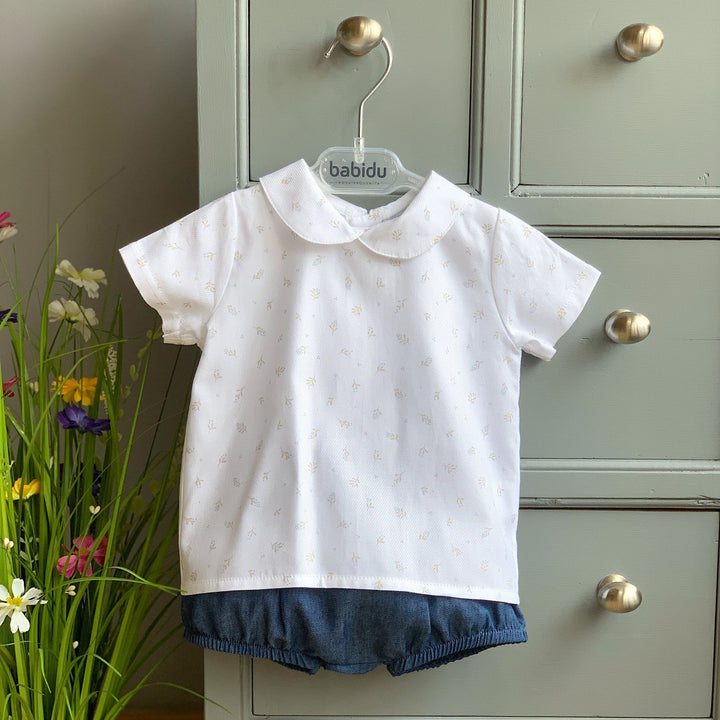 Babidu M&J EXCLUSIVE | Denim Blue Floral Shirt & Jam Pants - Millie and John