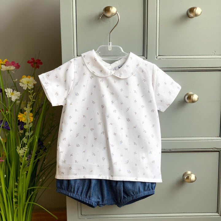 Babidu M&J EXCLUSIVE | Denim Blue Floral Shirt & Jam Pants - Millie and John