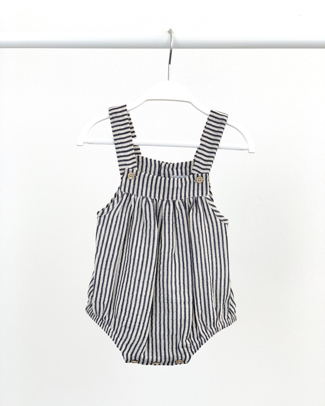 Babidu Organic Cotton Navy Striped Dungaree Romper - Millie and John