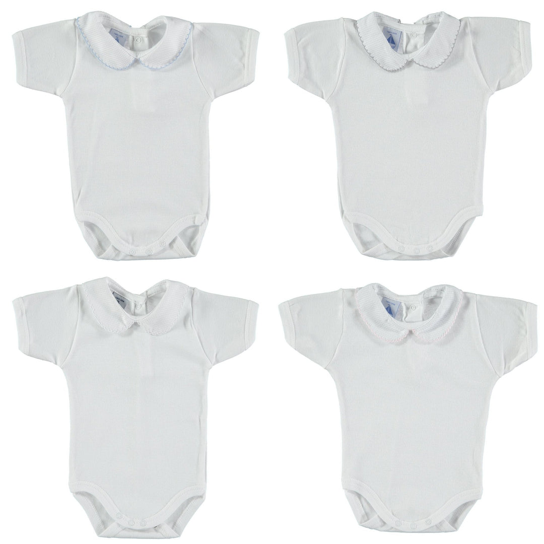Babidu Short Sleeve Peter Pan Collar Bodysuit - Millie and John