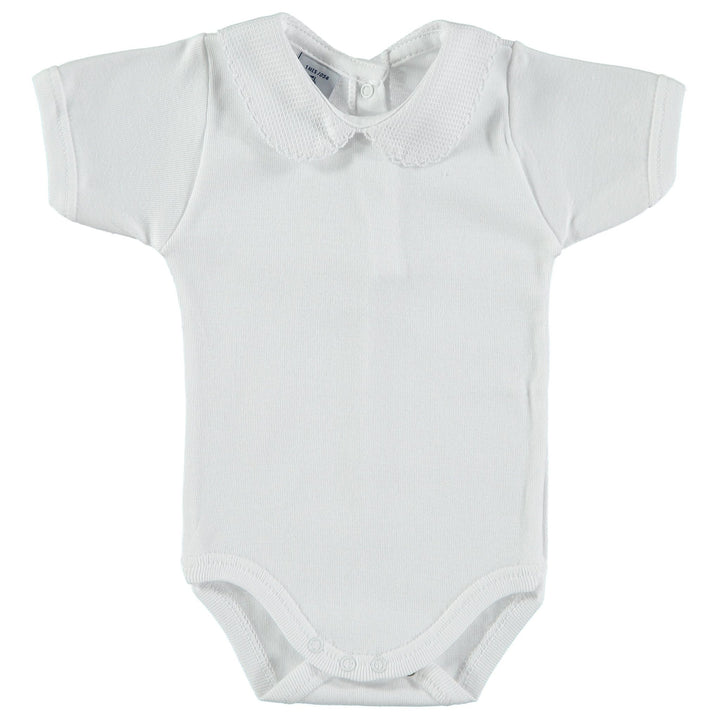 Babidu Short Sleeve Peter Pan Collar Bodysuit - Millie and John