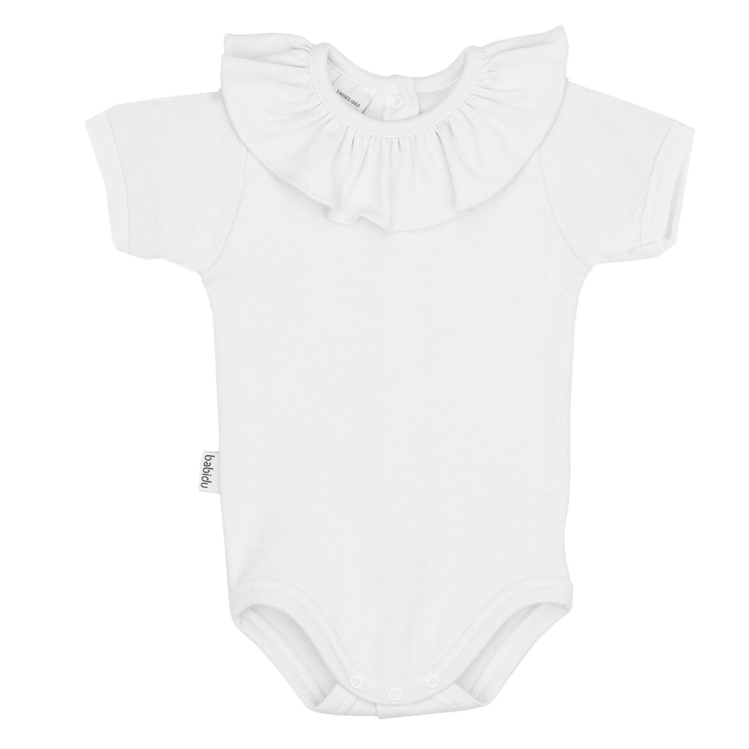 Babidu Short Sleeve Ruffle Collar Bodysuit - Millie and John