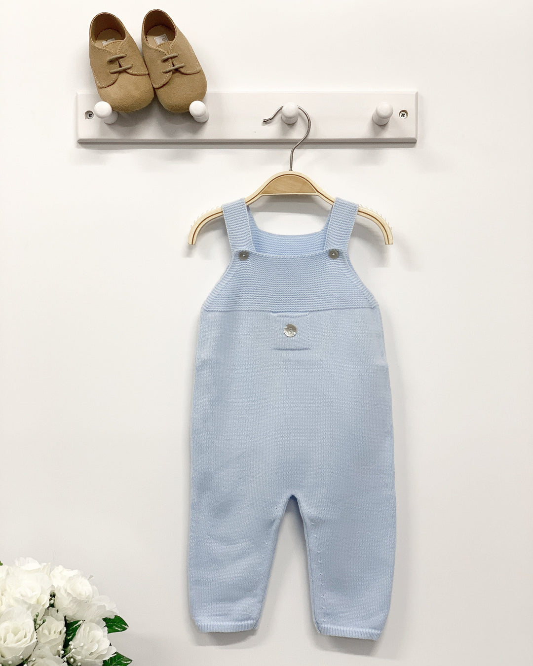 Granlei Baby Blue Knitted Dungarees | Millie and John