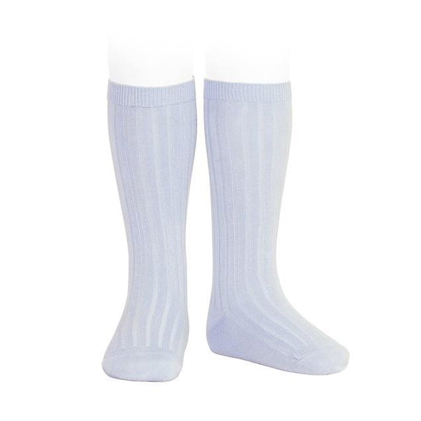 Condor Baby Blue Wide Ribbed Knee High Socks Millie and John