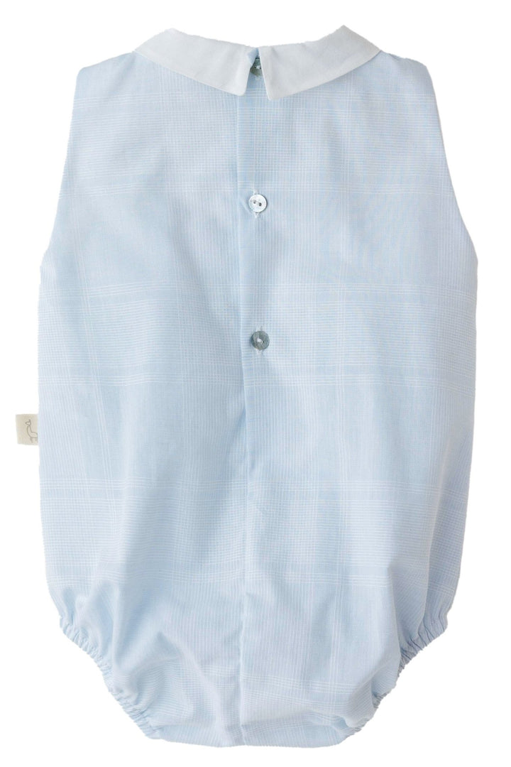 Baby Gi "Cian" Blue Checked Romper - Millie and John