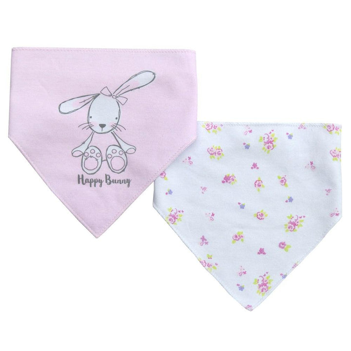 Baby Town 2 Pack Ditsy Bunny Bandana Bibs - Millie and John