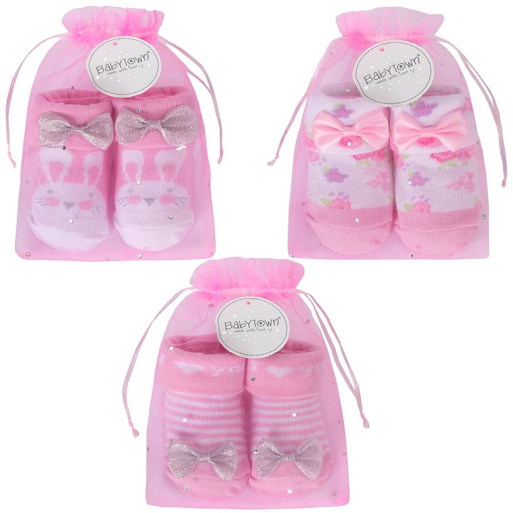 Baby Town Ditsy Bunny Gift Socks - Millie and John