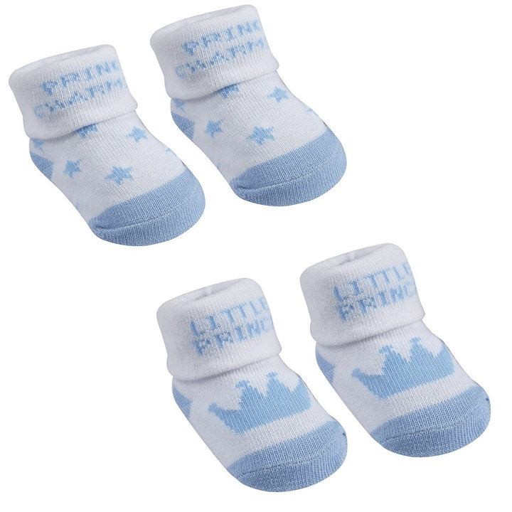 Baby Town White & Blue Prince Gift Socks - Millie and John