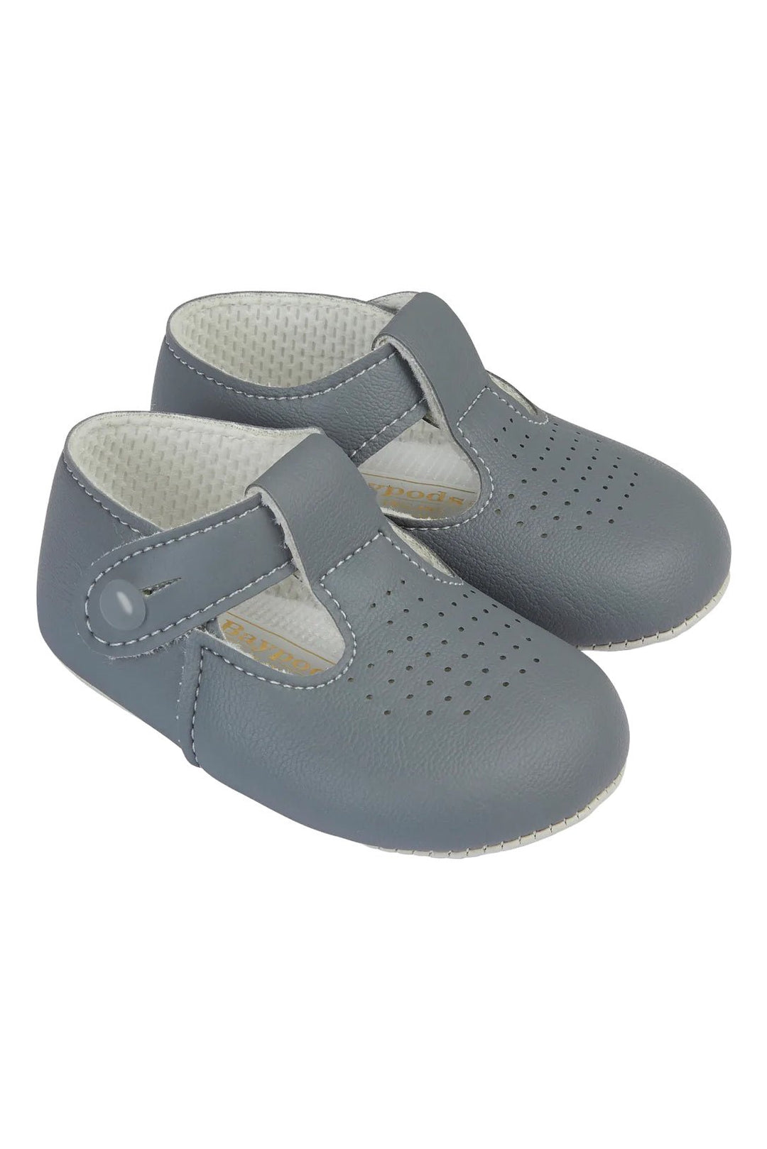 Baypods Grey T - Bar Soft Sole Shoes - Millie and John