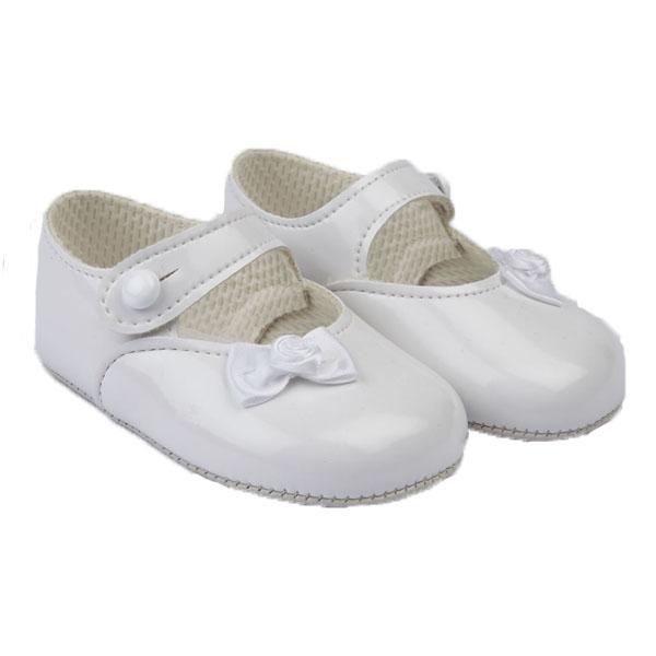 Baypods White Patent Rose Bow Soft Sole Shoes - Millie and John