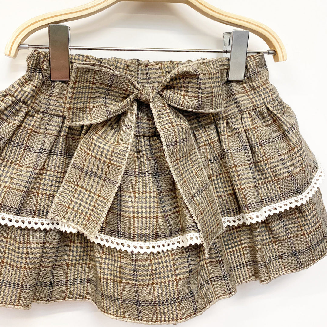 Phi Beige Tartan Bow Skirt | Millie and John