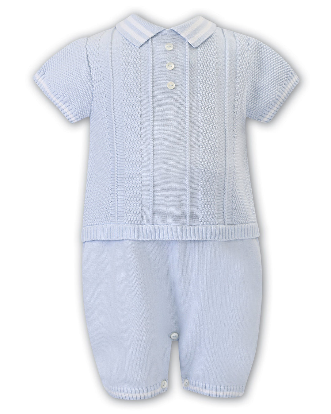 Sarah Louise "Bertie" Blue Knitted Romper | Millie and John