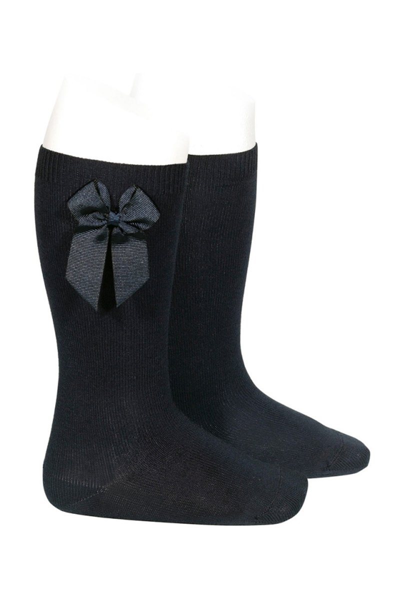 Condor Black Grosgrain Bow Knee High Socks | Millie and John