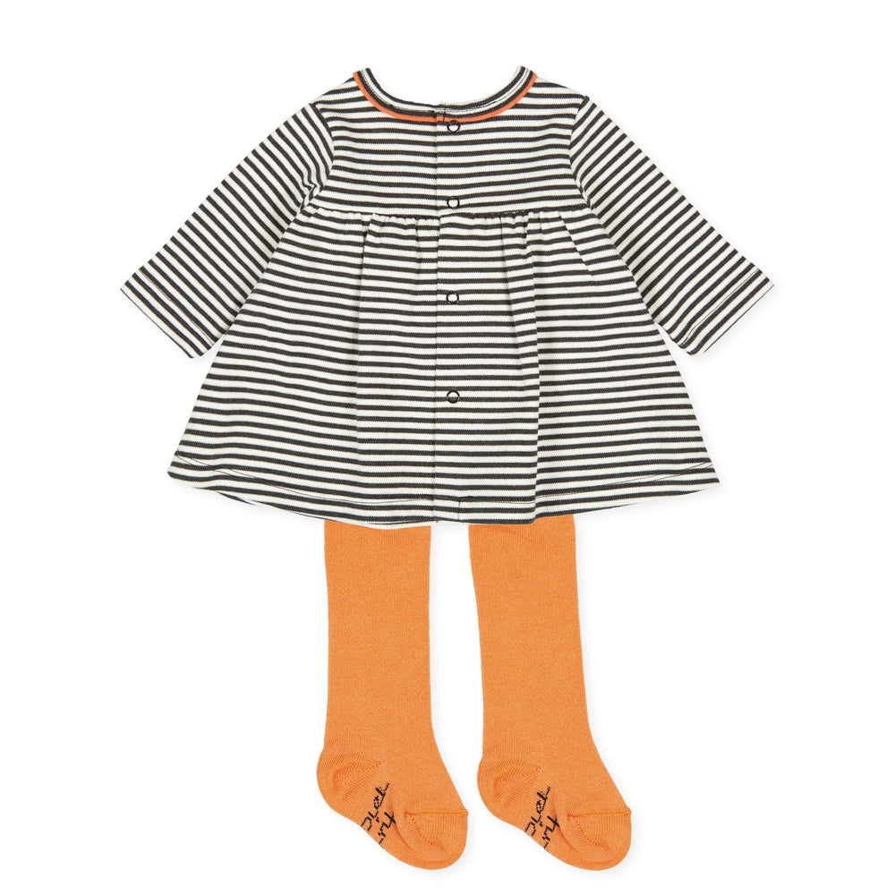 Tutto Piccolo Black & White Striped Dress and Tights | Millie and John