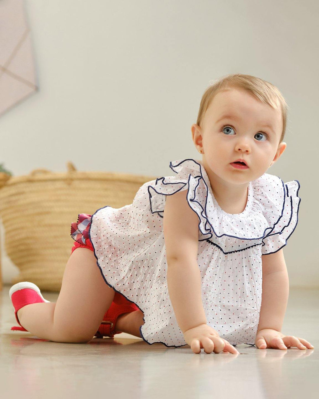 Tutto Piccolo "Blair" Red & Navy Polka Dot Blouse & Bloomers | Millie and John