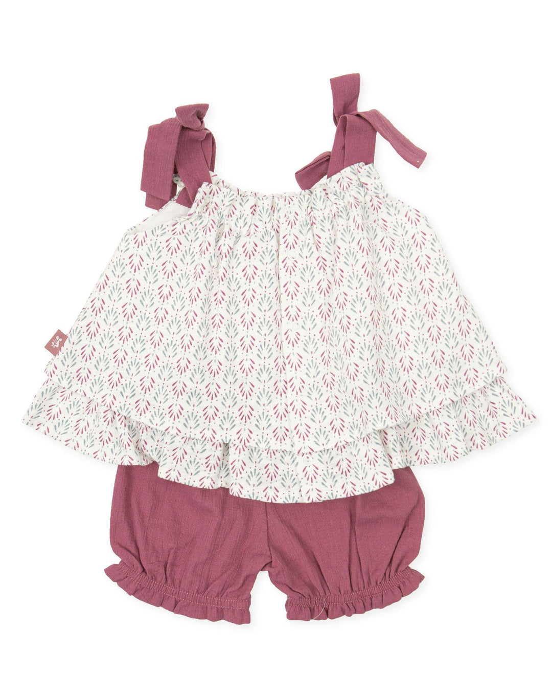 Tutto Piccolo "Brogan" Plum Patterned Blouse & Shorts | Millie and John