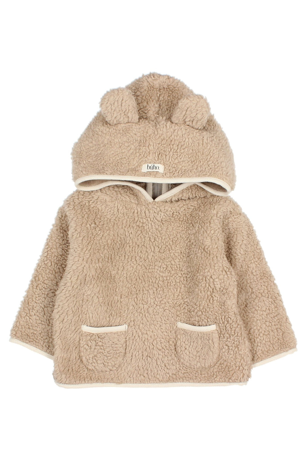 Búho "Barney" Beige Sherpa Teddy Hoodie - Millie and John