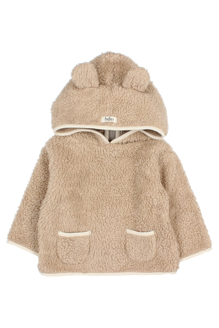 Búho "Barney" Beige Sherpa Teddy Hoodie - Millie and John