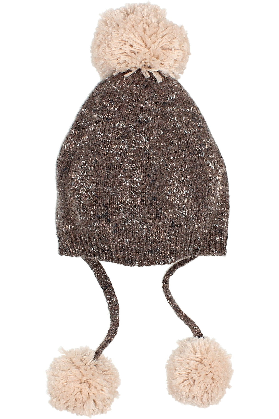 Búho Brown Knit Triple Pom Pom Hat - Millie and John