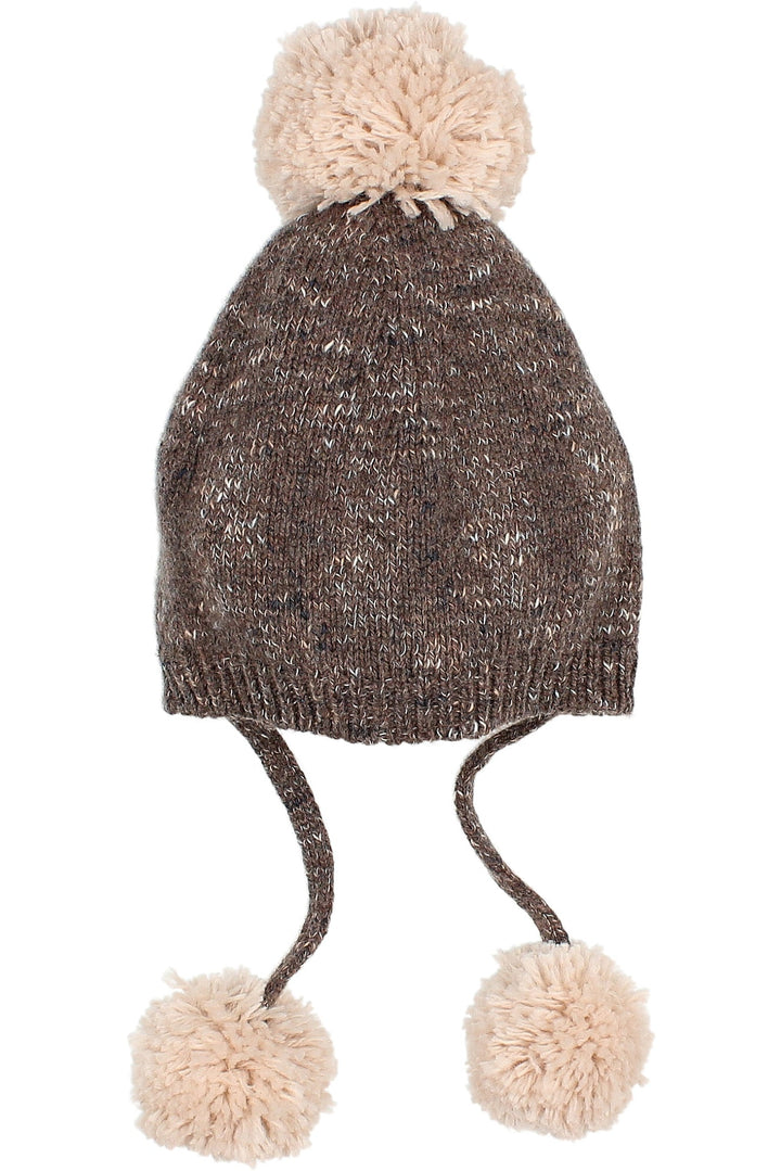 Búho Brown Knit Triple Pom Pom Hat - Millie and John