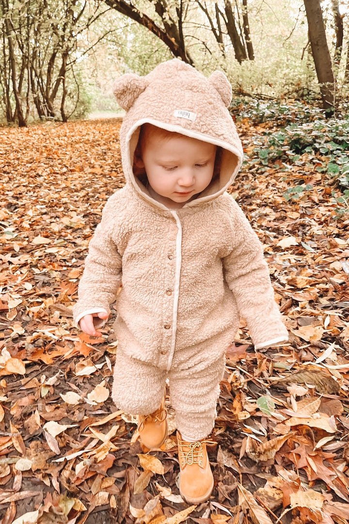 Búho "Coco" Beige Sherpa Teddy Romper - Millie and John