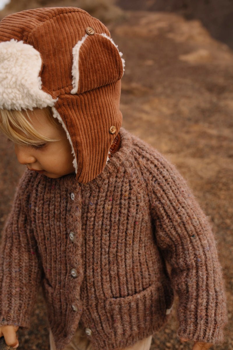 Búho Corduroy Sherpa Lined Trapper Hat - Millie and John