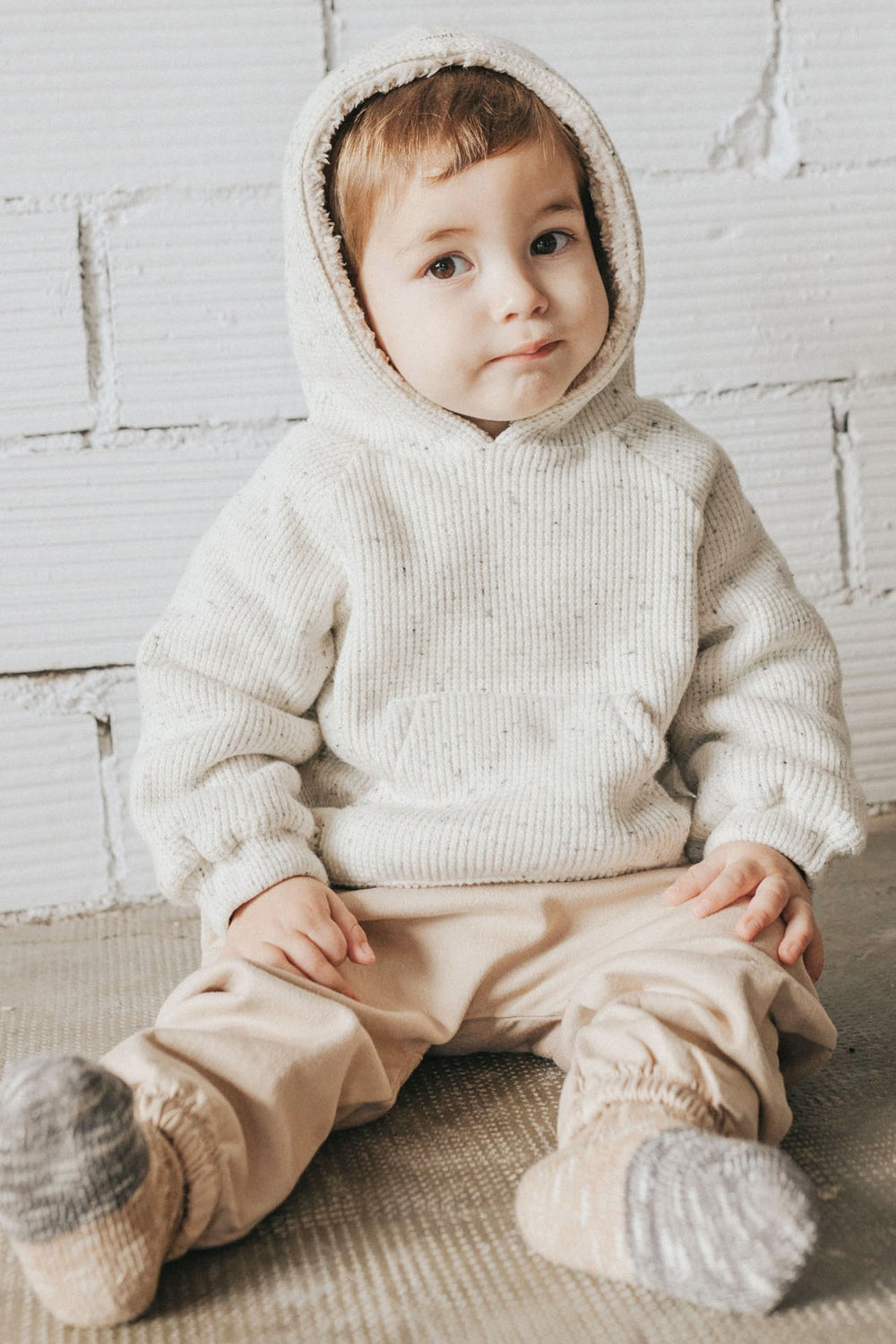 Búho "Moby" Grey Marl Sherpa Lined Hoodie - Millie and John