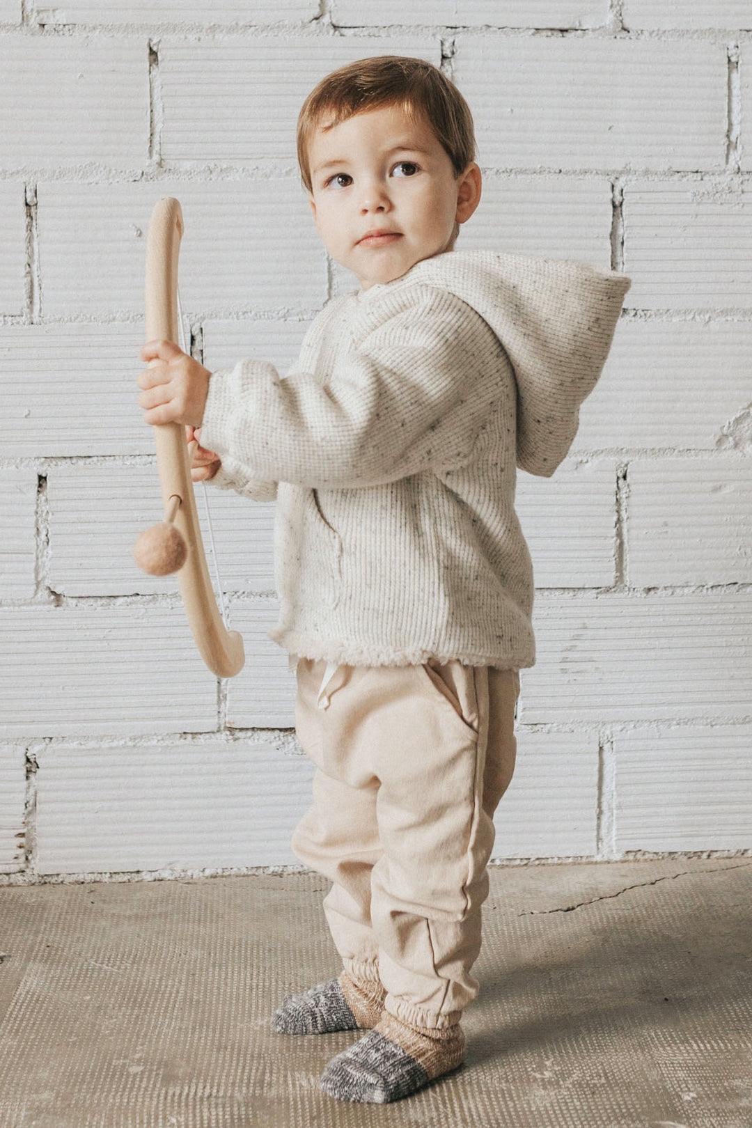 Búho "Moby" Grey Marl Sherpa Lined Hoodie - Millie and John