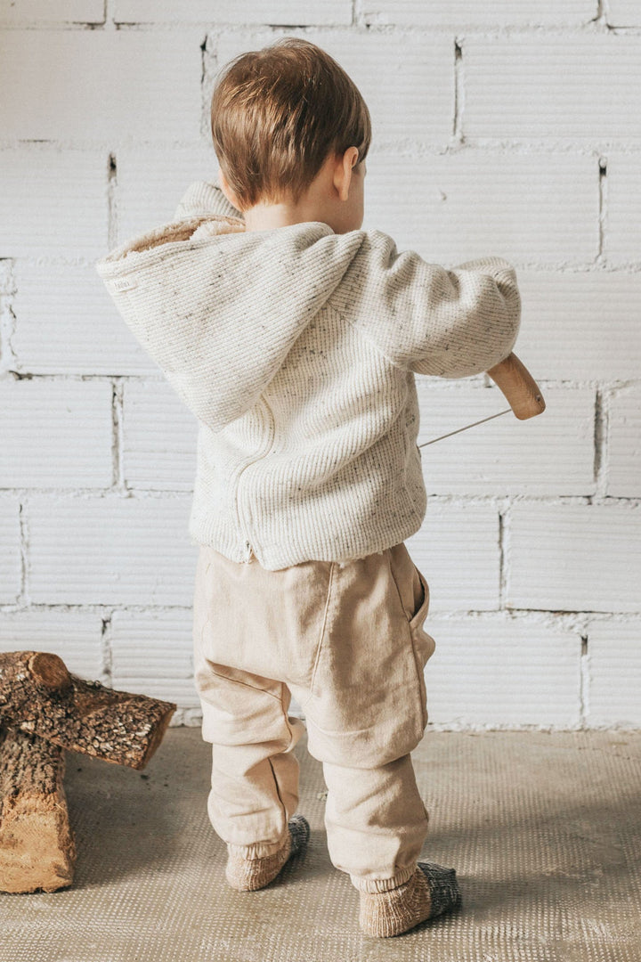 Búho "Moby" Grey Marl Sherpa Lined Hoodie - Millie and John