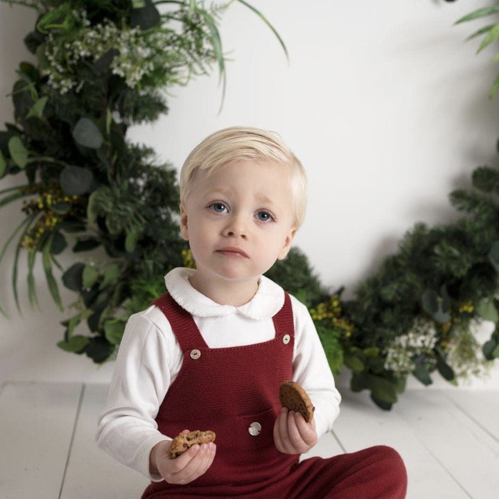 Granlei Burgundy Knitted Dungarees | Millie and John