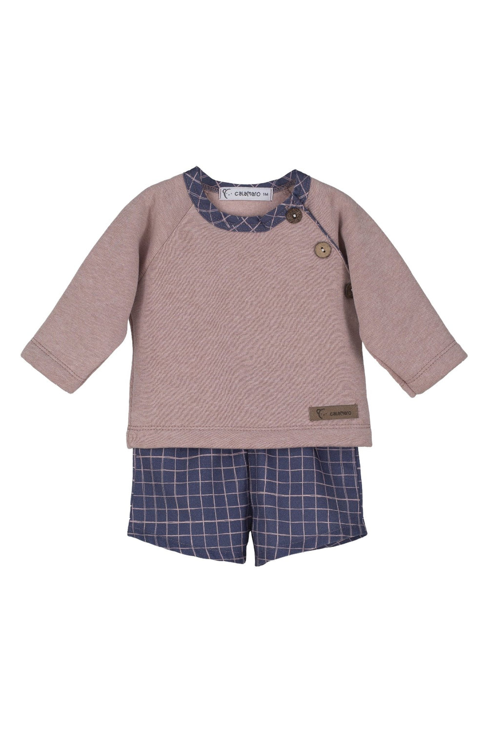 Calamaro "Cian" Mauve Top & Dusky Blue Shorts - Millie and John