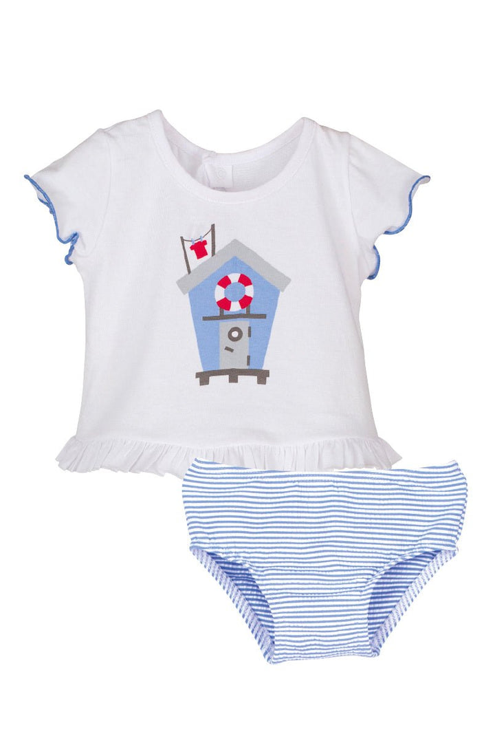 Calamaro "Coral" Blue Striped Swimwear - Millie and John